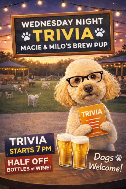 Weekend brunch and DJ set event at Macie and Milo's Brew Pup